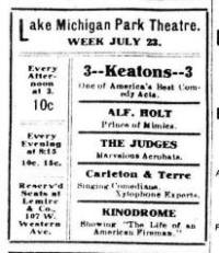 1905 performance at Muskegon's Lake Michigan Park Theater